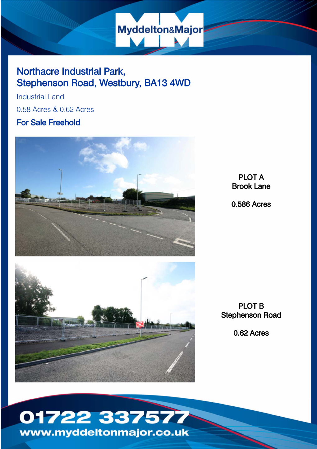 Northacre Industrial Park, Stephenson Road, Westbury, BA13 4WD Industrial Land 0.58 Acres & 0.62 Acres for Sale Freehold