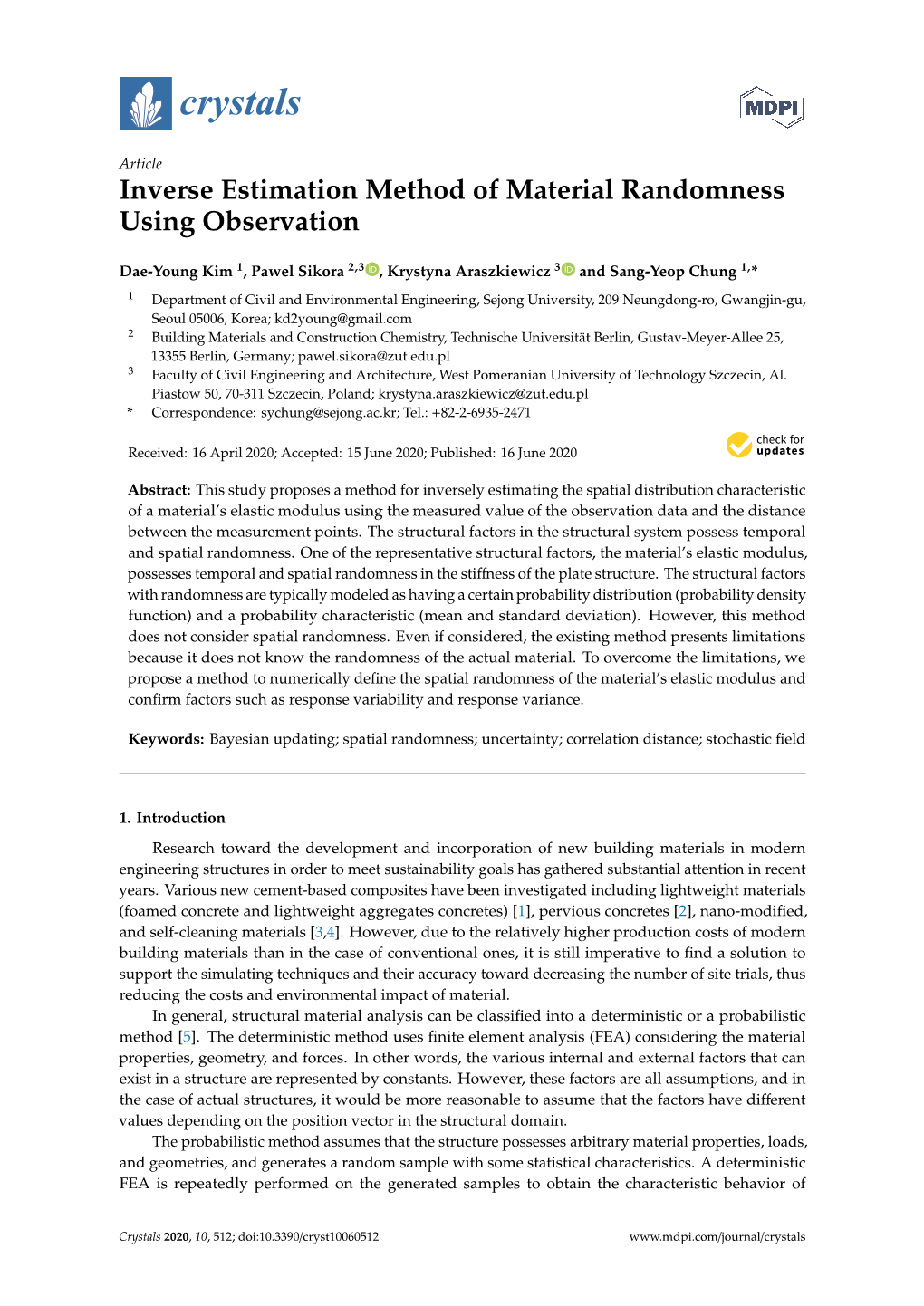 Inverse Estimation Method of Material Randomness Using Observation