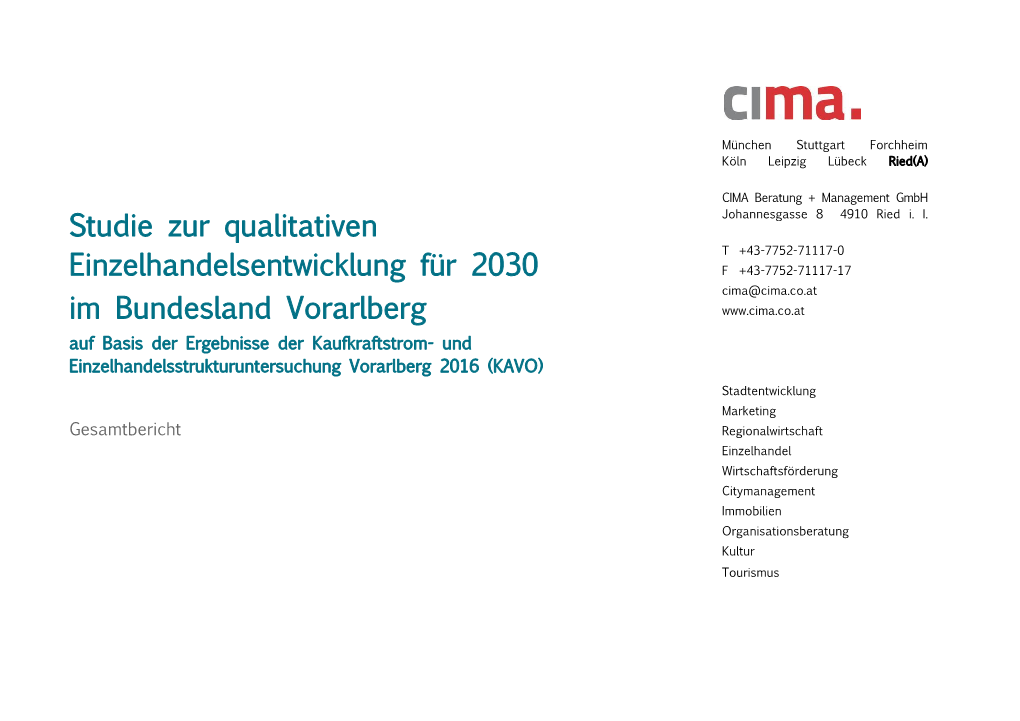 Studie Zur Qualitativen Einzelhandelsentwicklung Für 2030