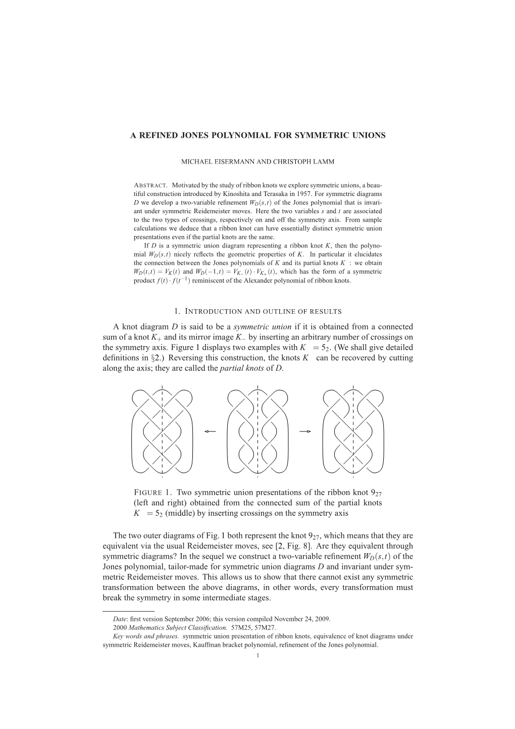 A Refined Jones Polynomial for Symmetric Unions