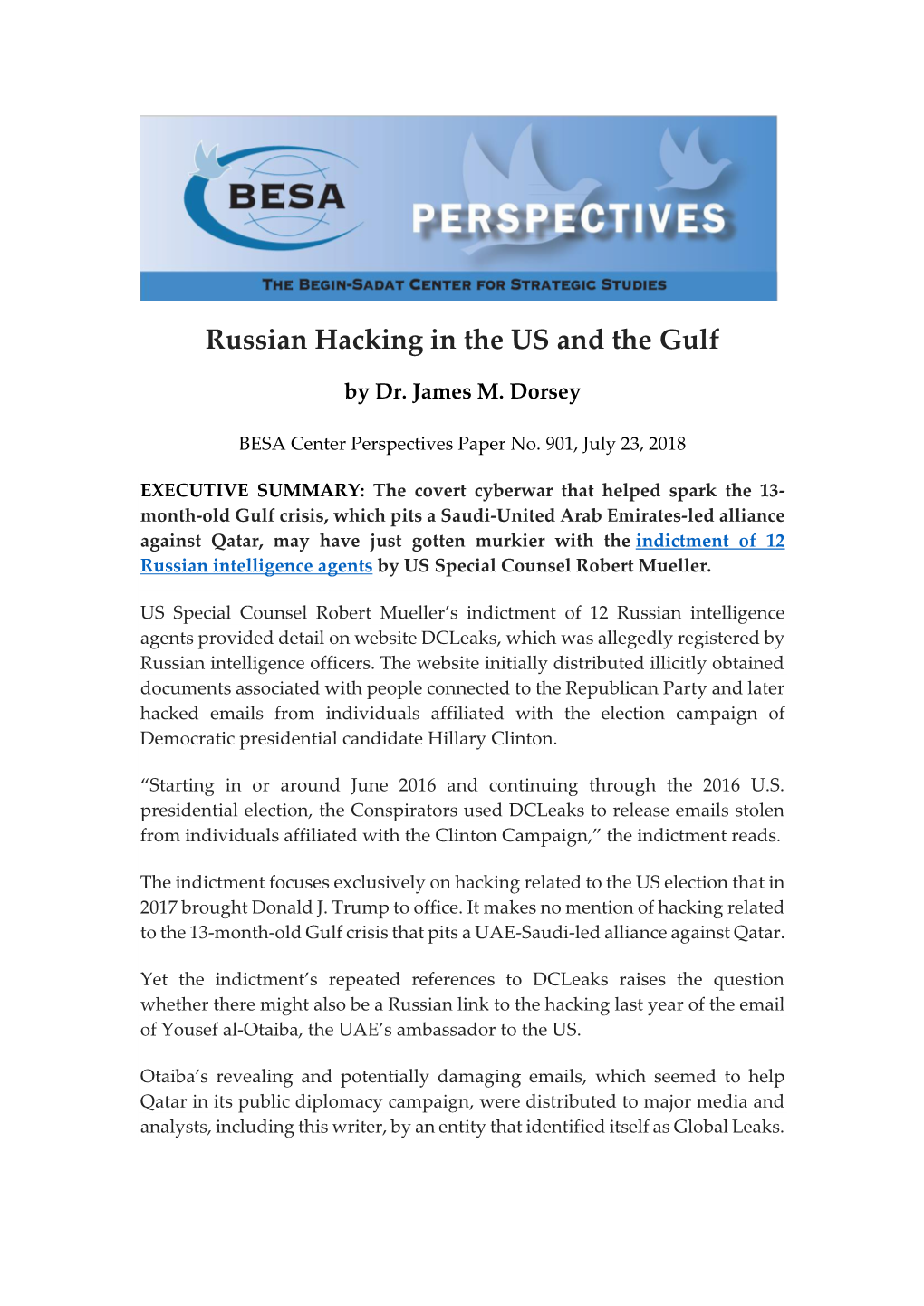 Russian Hacking in the US and the Gulf