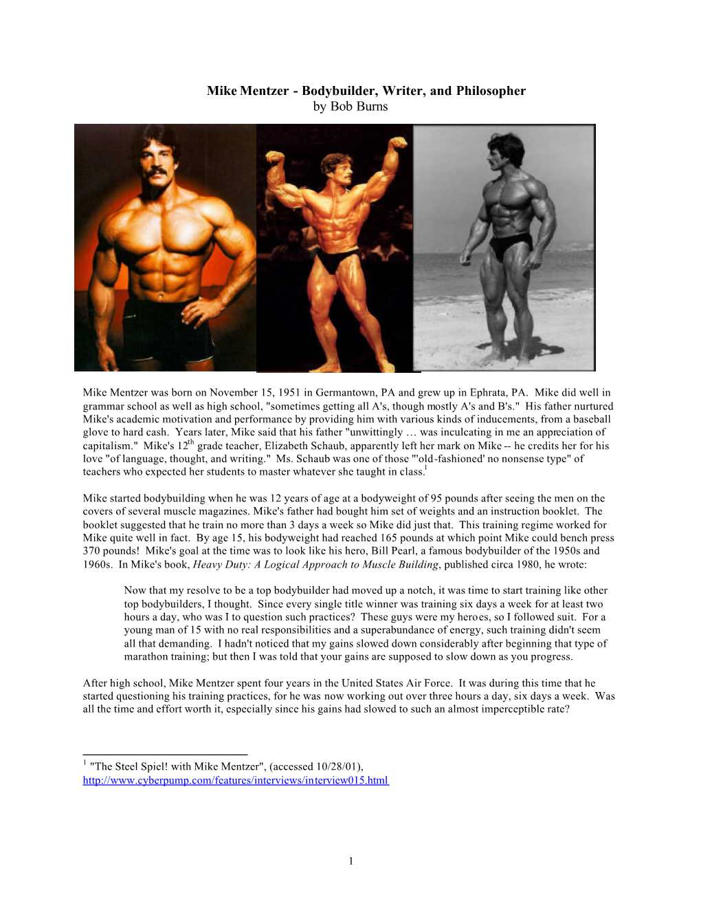 Mike Mentzer - Bodybuilder, Writer, and Philosopher by Bob Burns