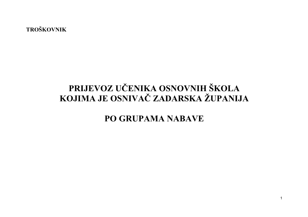 Prijevoz Učenika Osnovnih Škola Kojima Je Osnivač Zadarska Županija