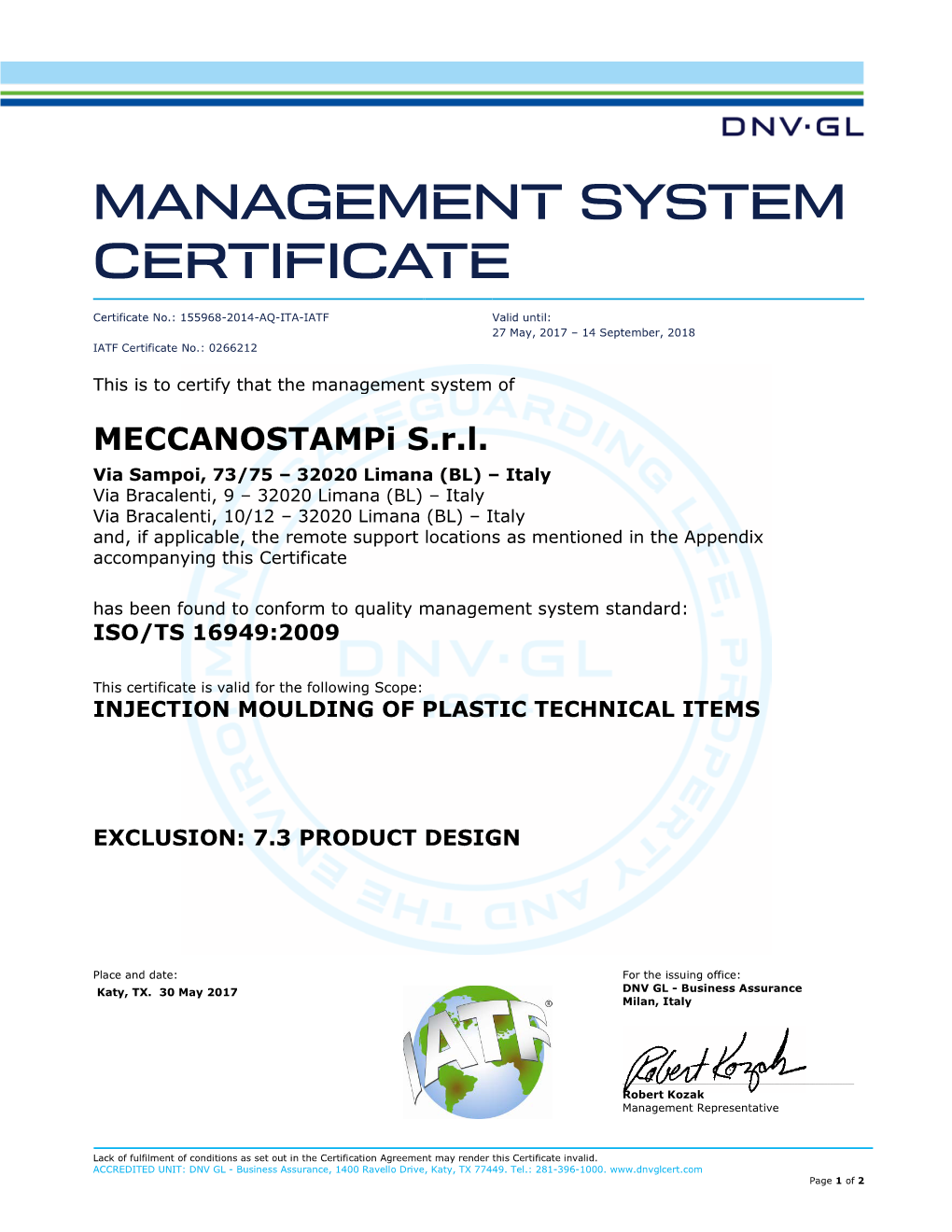 Management System Certificate