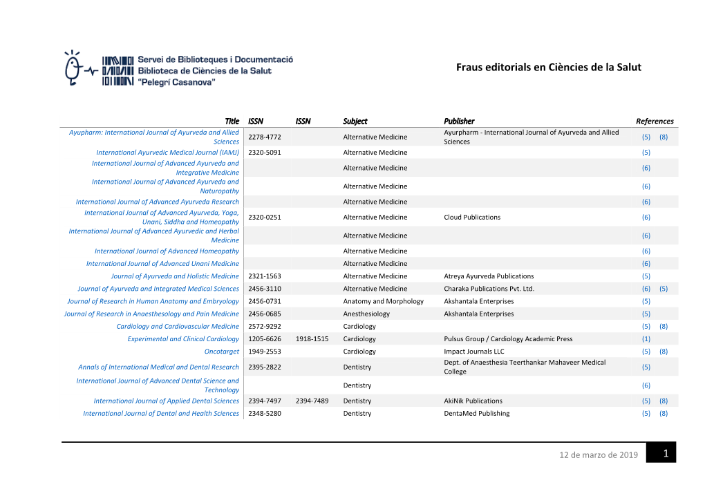 Fraus Editorials En Ciències De La Salut 1