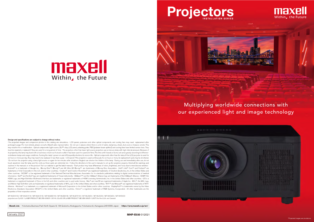 Maxell Installation Projector Series Range Brochure