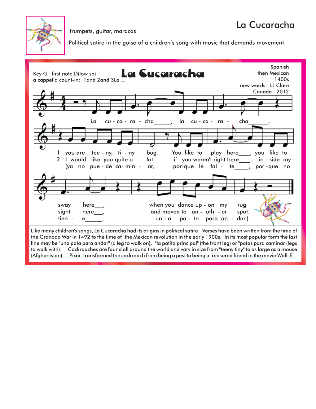 La Cucaracha Trumpets, Guitar, Maracas