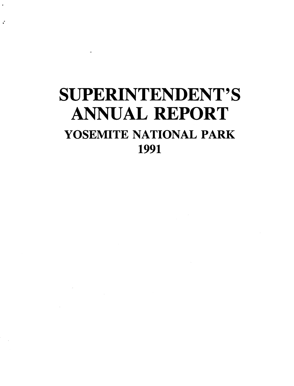 Superintendent's Annual Report