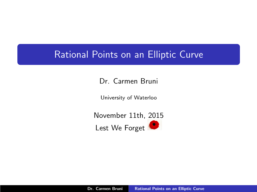 Rational Points on an Elliptic Curve