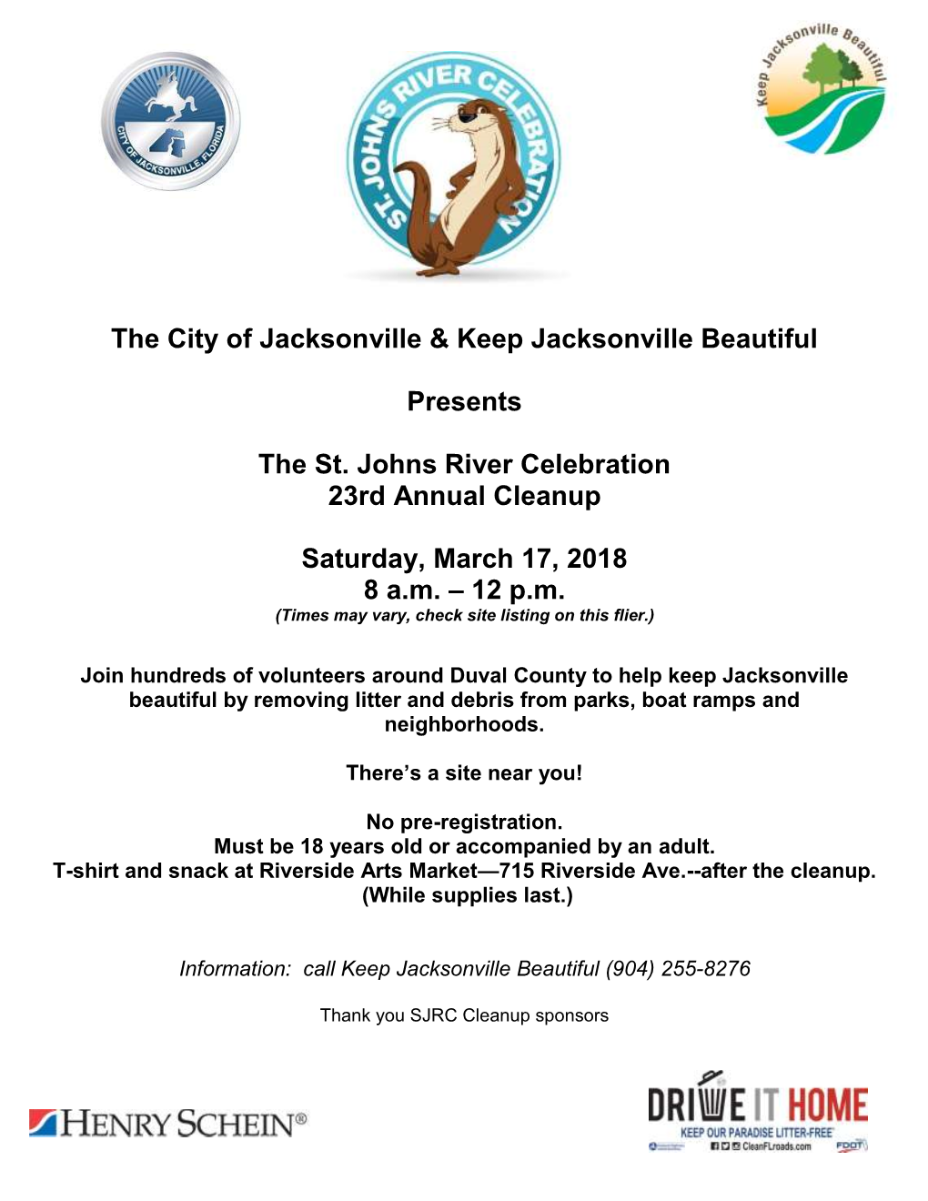 St. Johns River Celebration 2018 Cleanup Sites