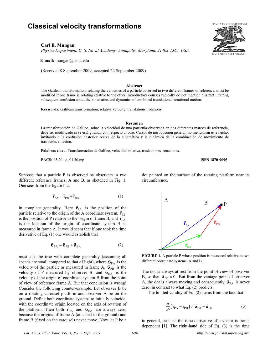 Classical Velocity Transformations