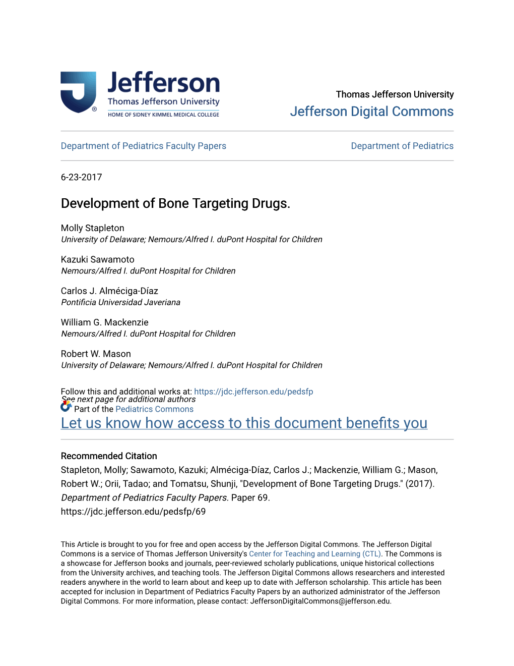 Development of Bone Targeting Drugs