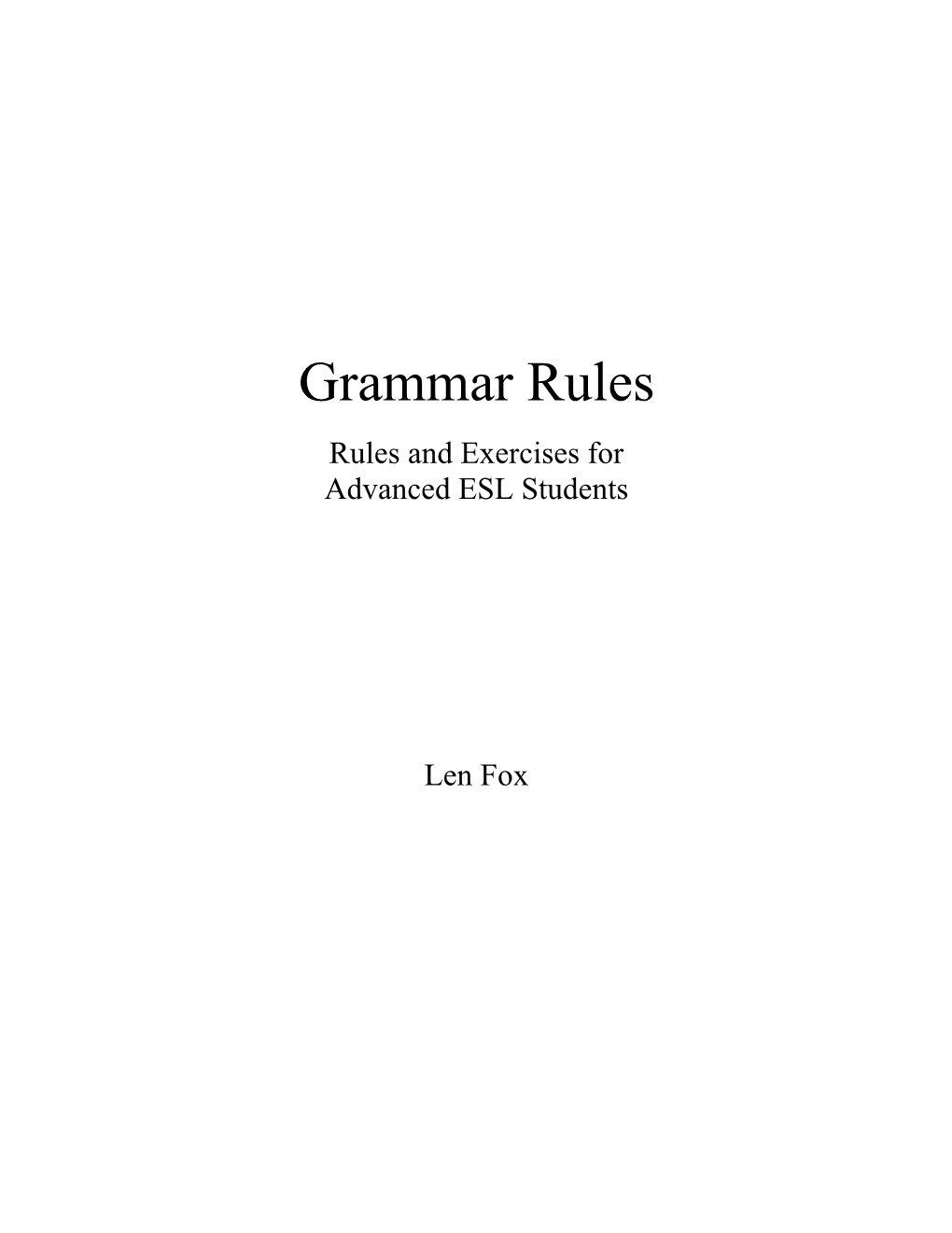 Grammar Rules