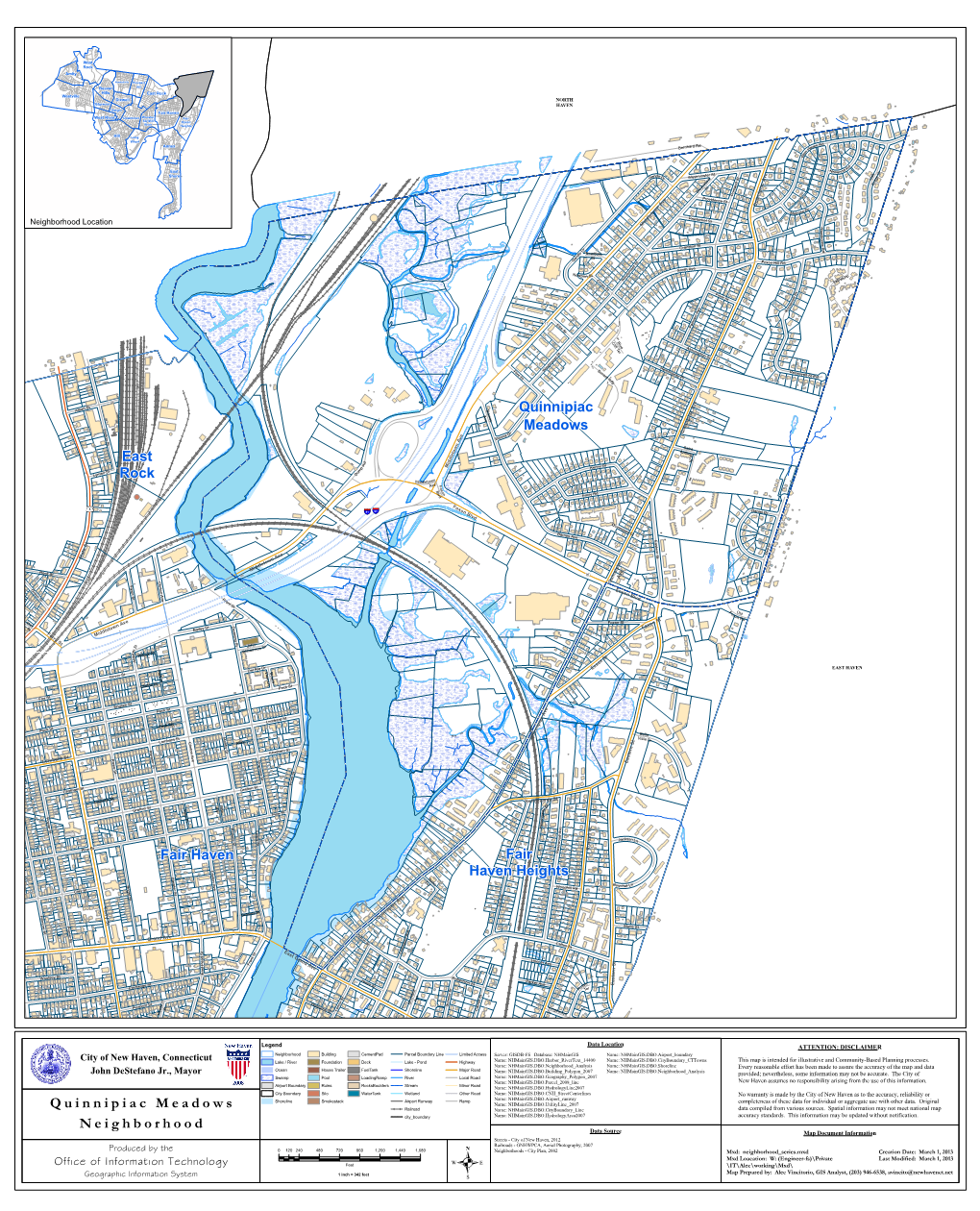 Quinnipiac Meadows Railroad Name: Nhmaingis.DBO.Cityboundary Line Data Compiled from Various Sources