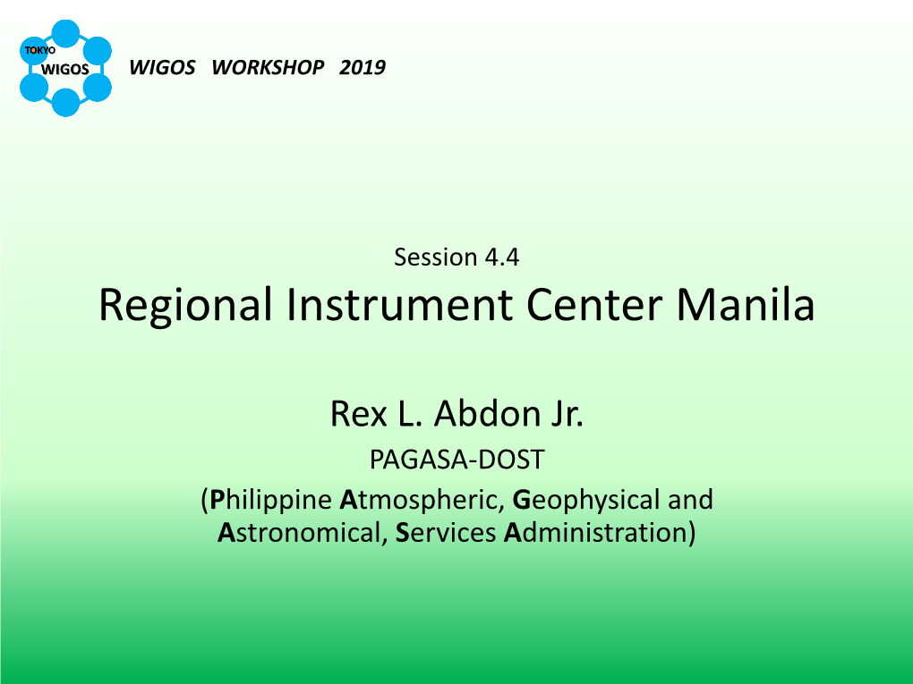 Regional Instrument Center Manila