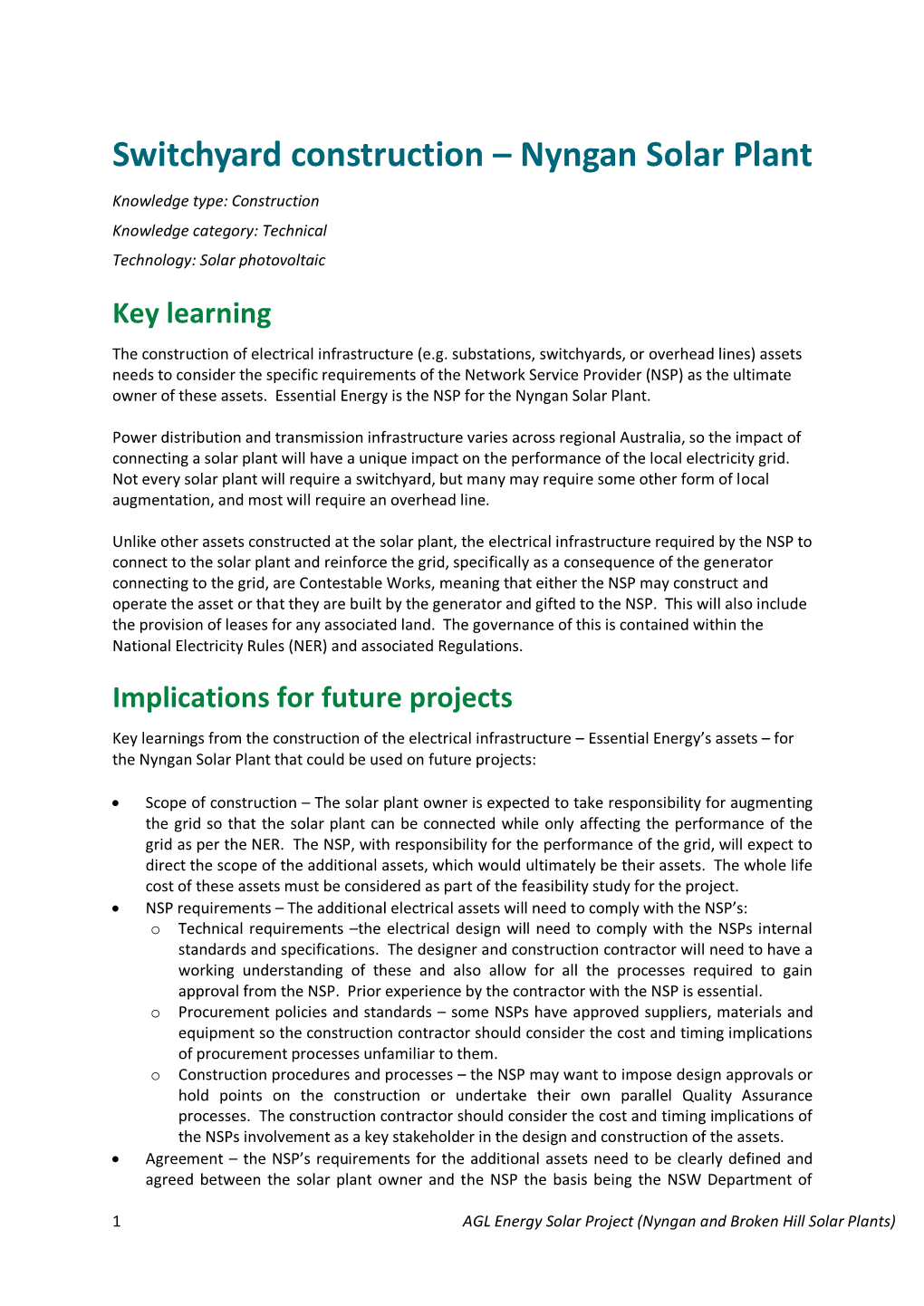 Switchyard Construction – Nyngan Solar Plant