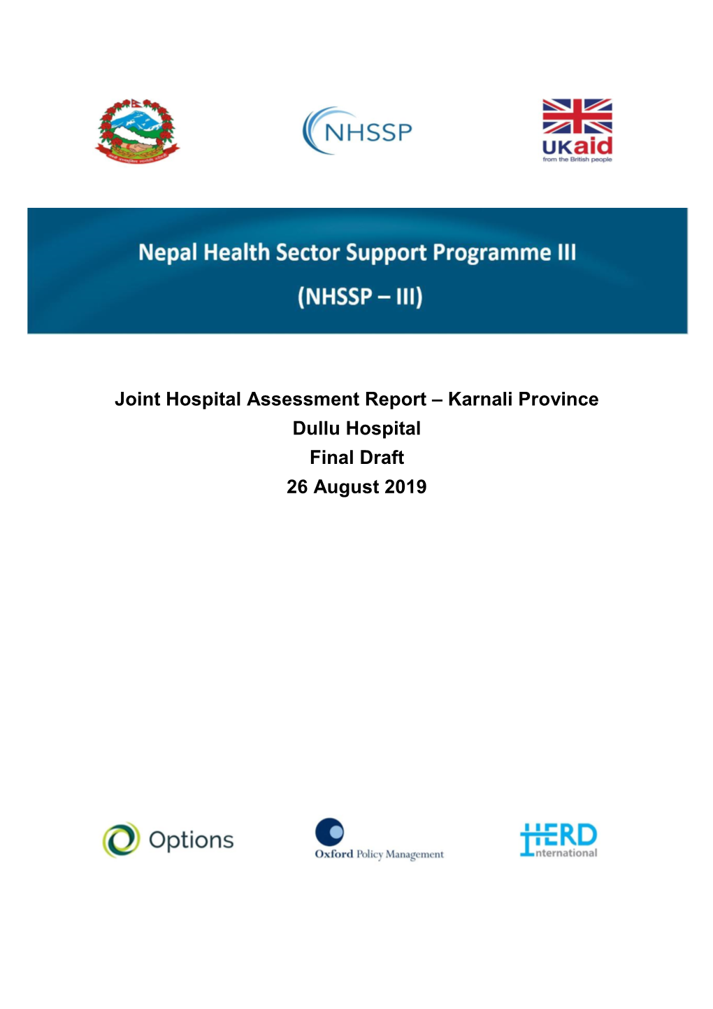 Karnali Province Dullu Hospital Final Draft 26 August 2019