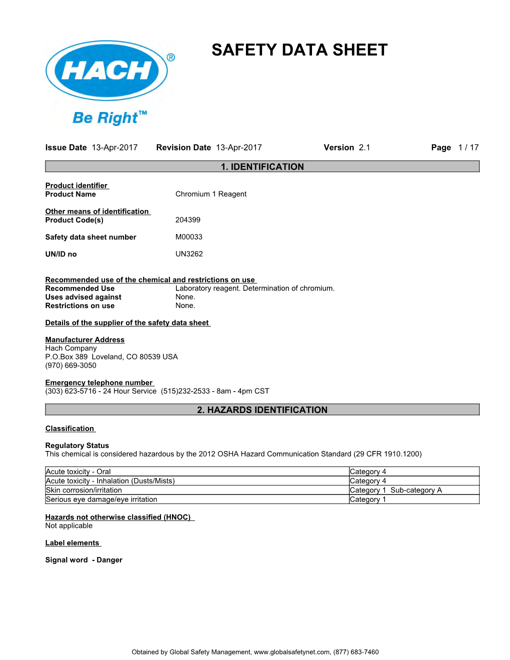 Safety Data Sheet