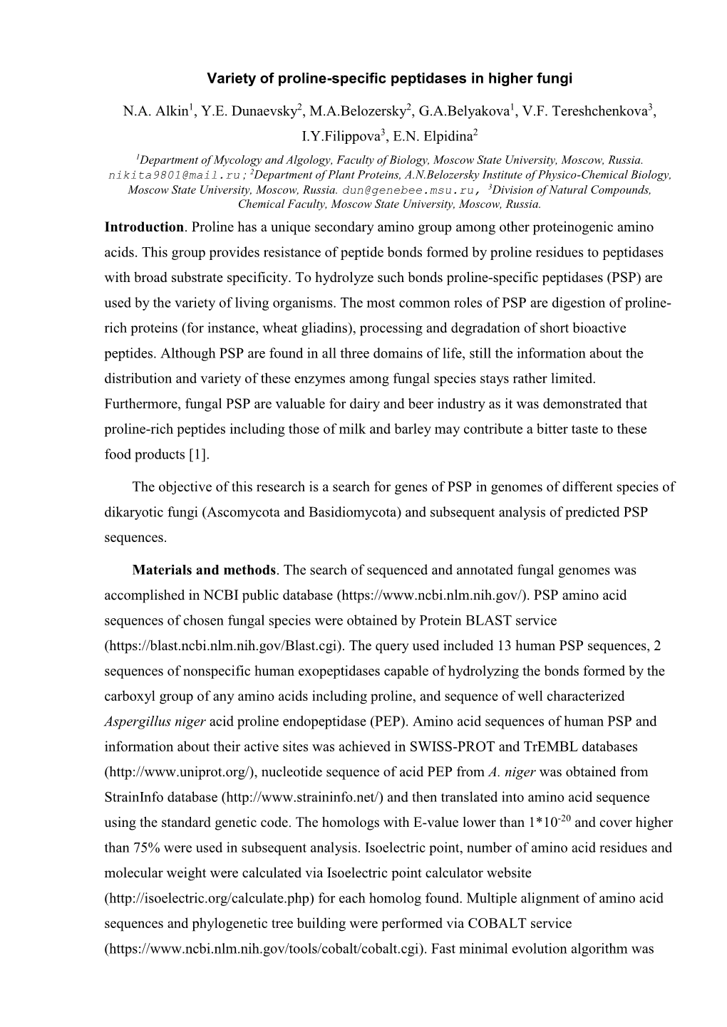 Variety of Proline-Specific Peptidases in Higher Fungi