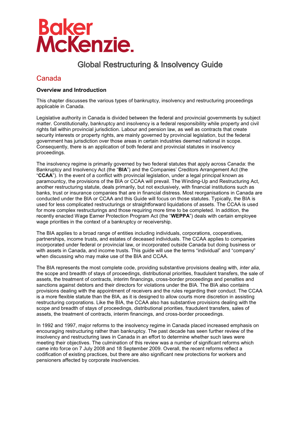 Global Restructuring & Insolvency Guide