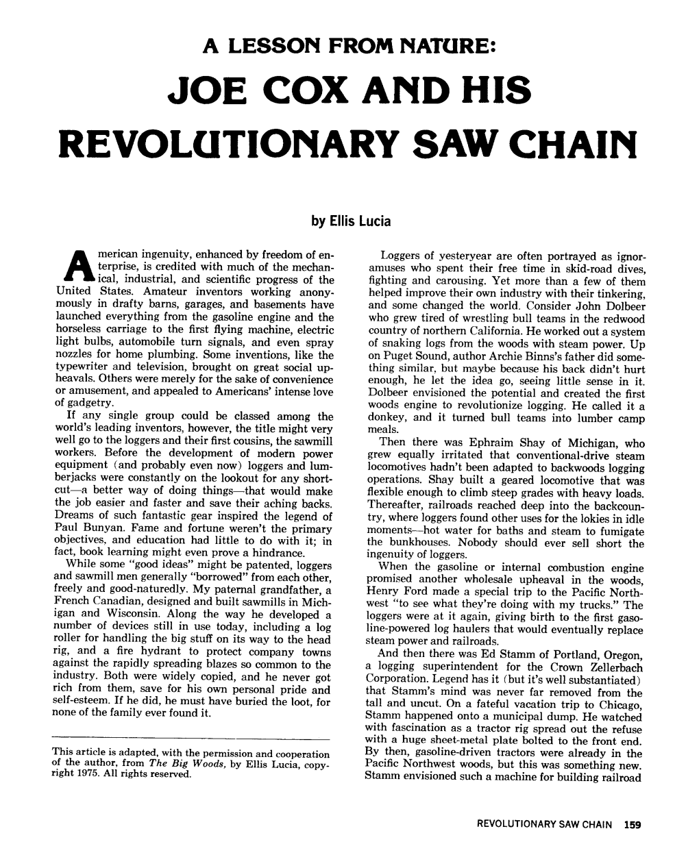 Joe Cox and His Revolutionary Saw Chain