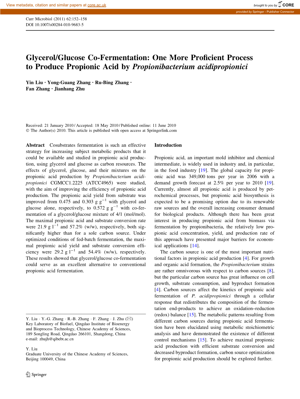 Glycerol/Glucose Co-Fermentation: One More Proficient Process To