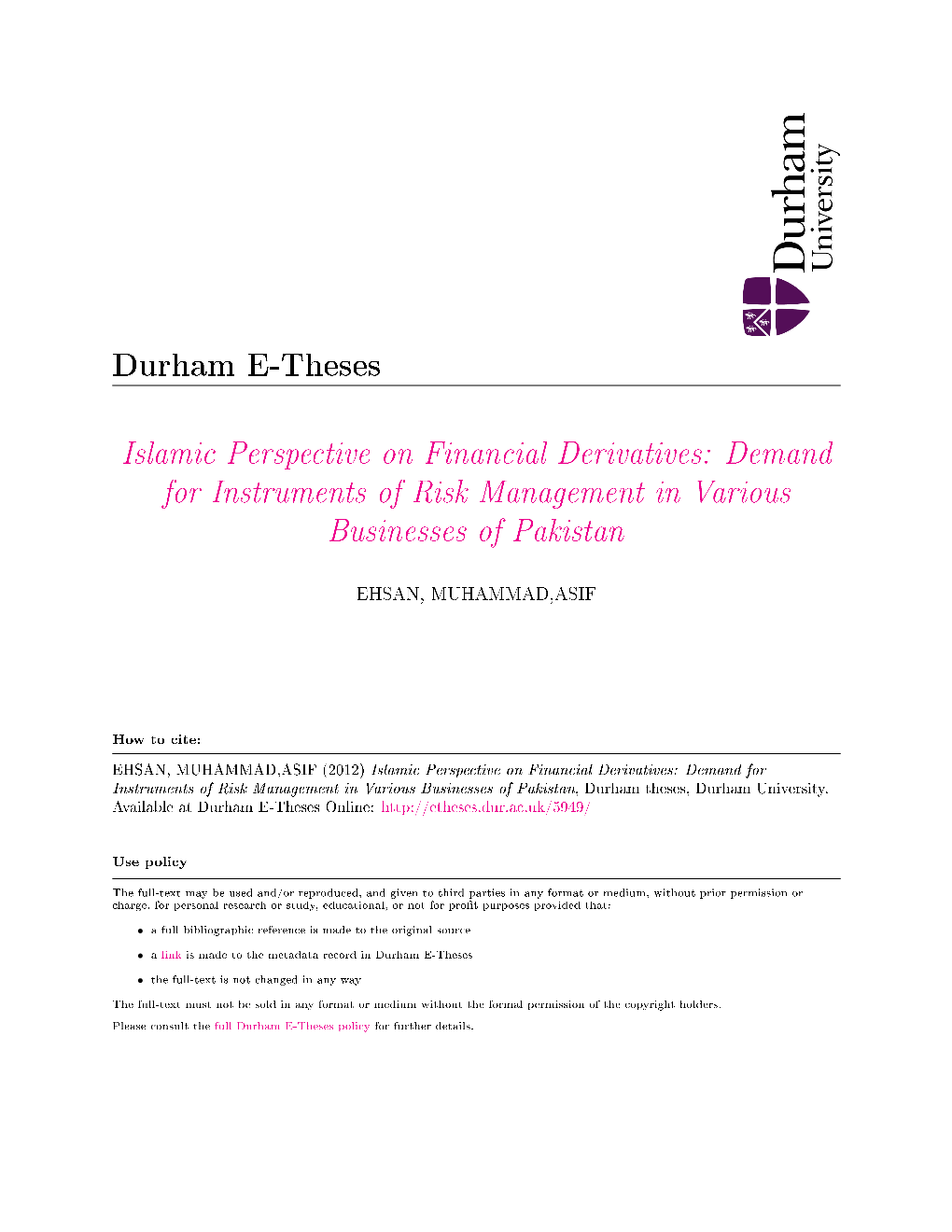 Chapter 4 Financial Derivatives: an Islamic Perspective