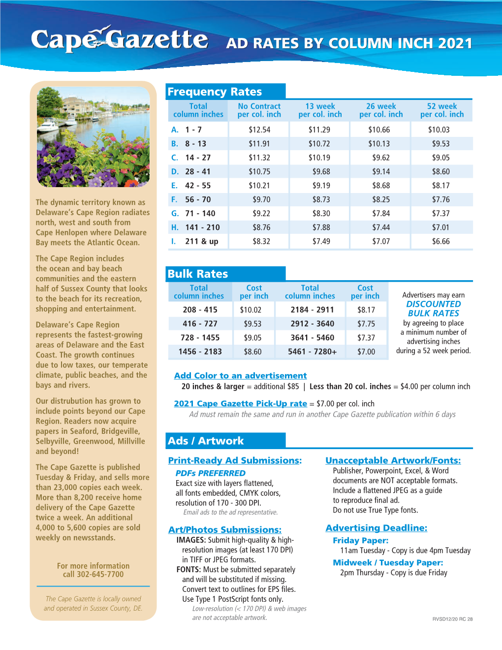 Ad Rates by Column Inch 2021