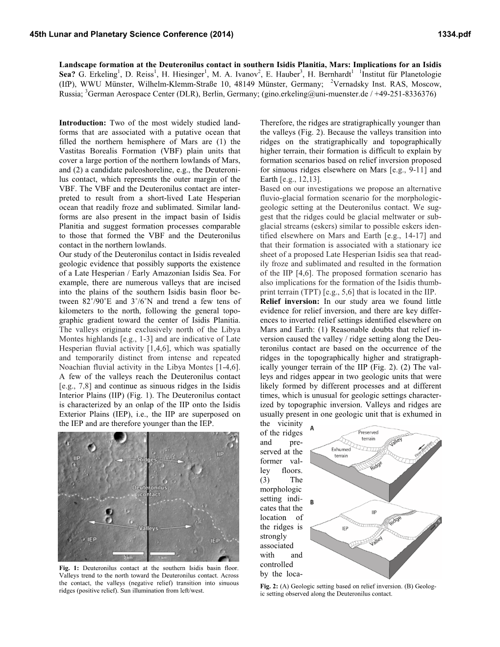 Landscape Formation at the Deuteronilus Contact in Southern Isidis Planitia, Mars: Implications for an Isidis Sea? G