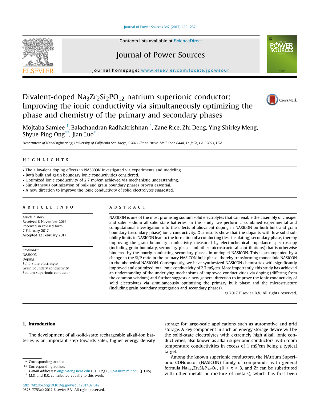 Divalent-Doped Na3zr2si2po12 Natrium Superionic Conductor: Improving the Ionic Conductivity Via Simultaneously Optimizing the Ph