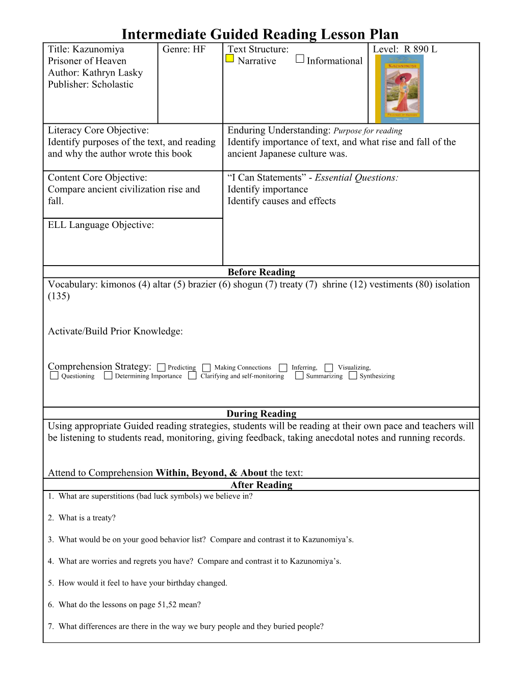 Primary Guided Reading Lesson Plan s5