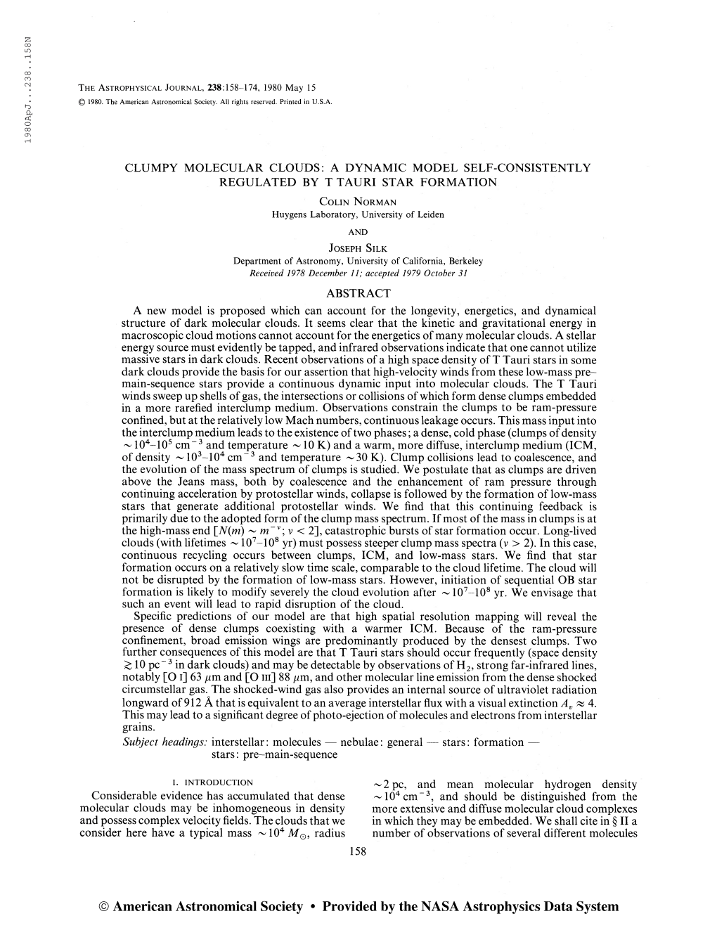 198Oapj. . .238. .158N the Astrophysical Journal, 238:158-174