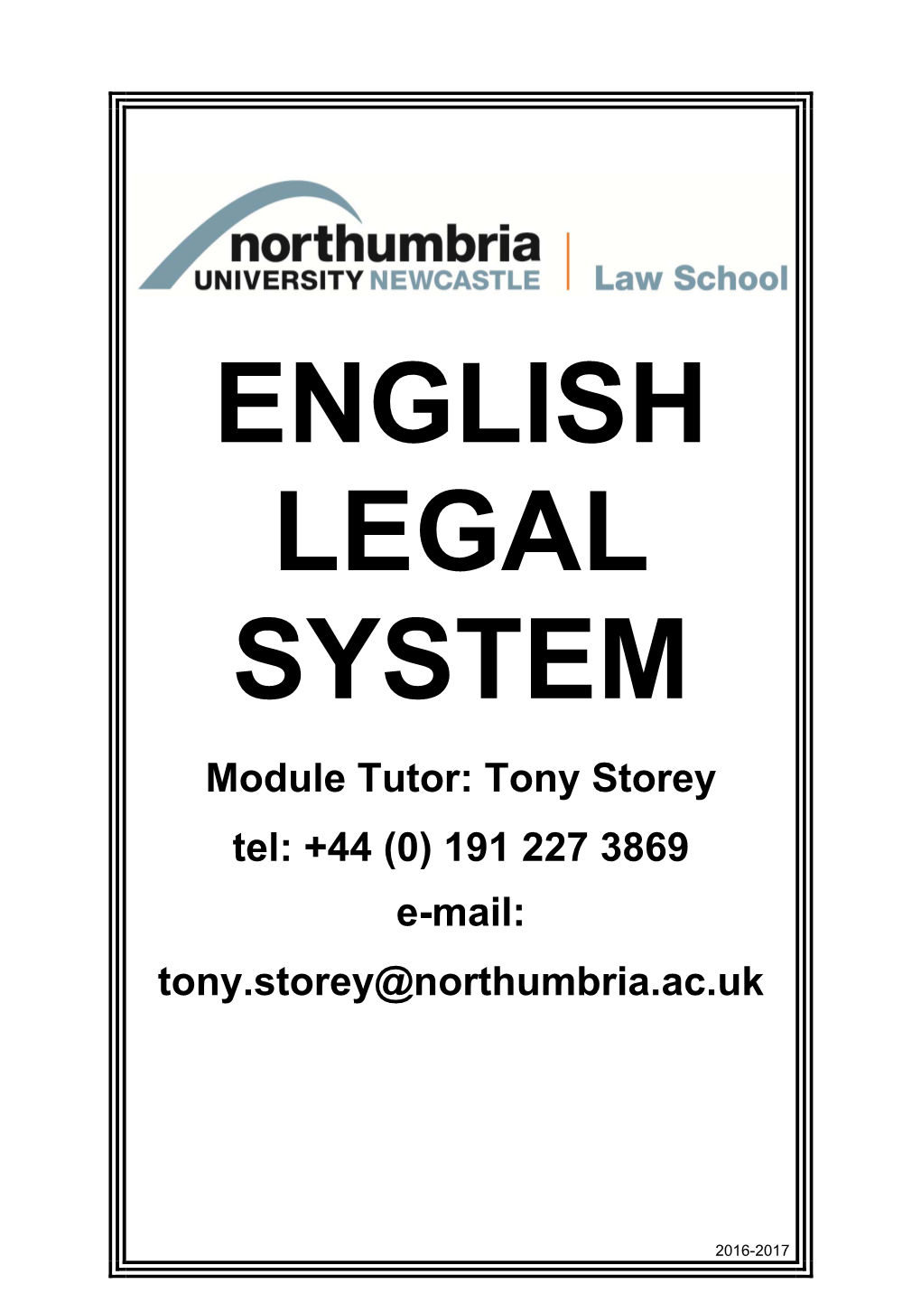 191 227 3869 E-Mail: Tony.Storey@Northumbria.Ac.Uk