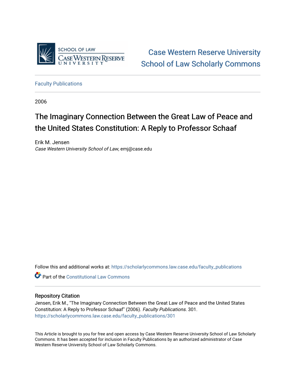 The Imaginary Connection Between the Great Law of Peace and the United States Constitution: a Reply to Professor Schaaf