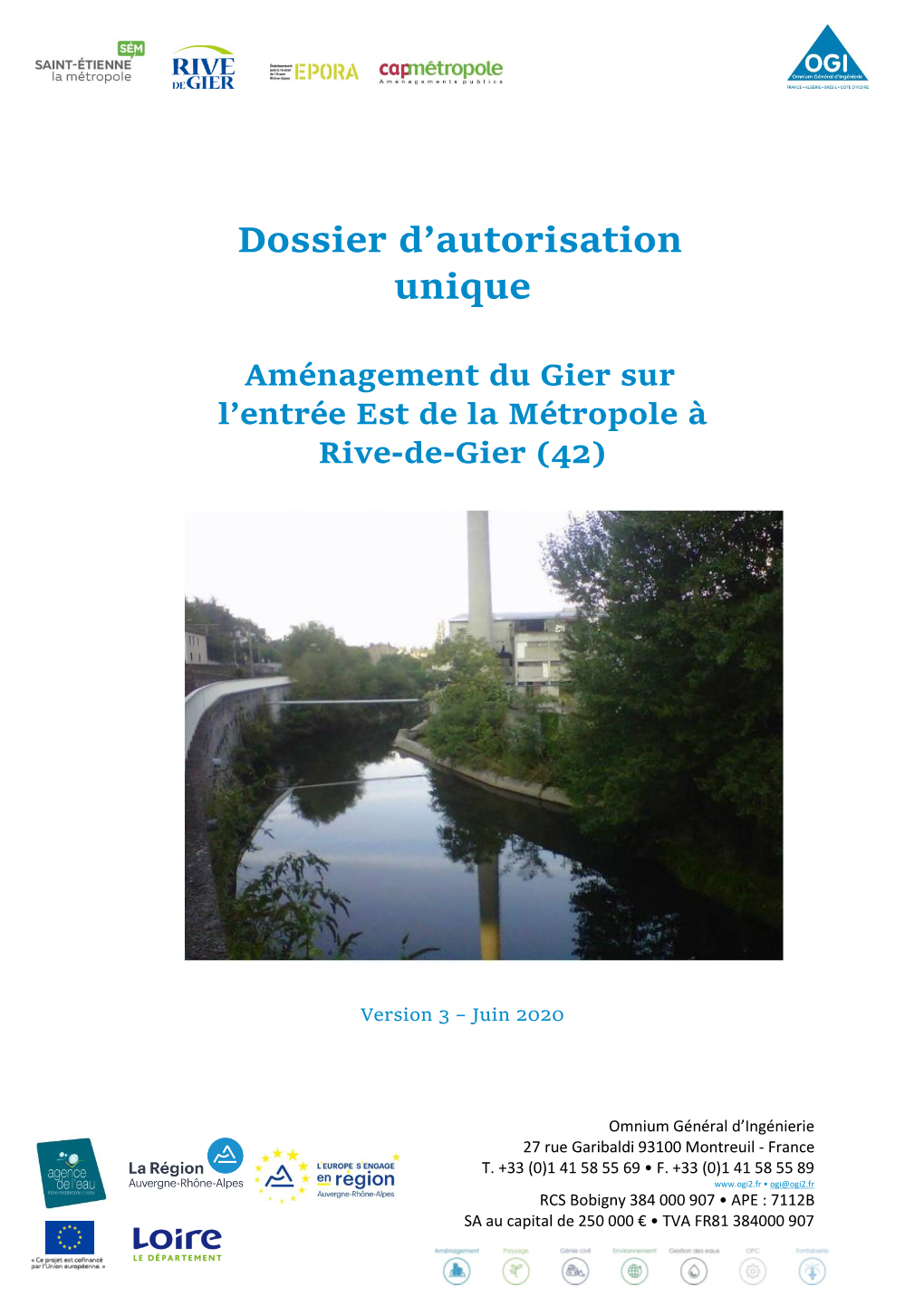 Dossier D'autorisation Unique Aménagement Du Gier Sur L'entrée