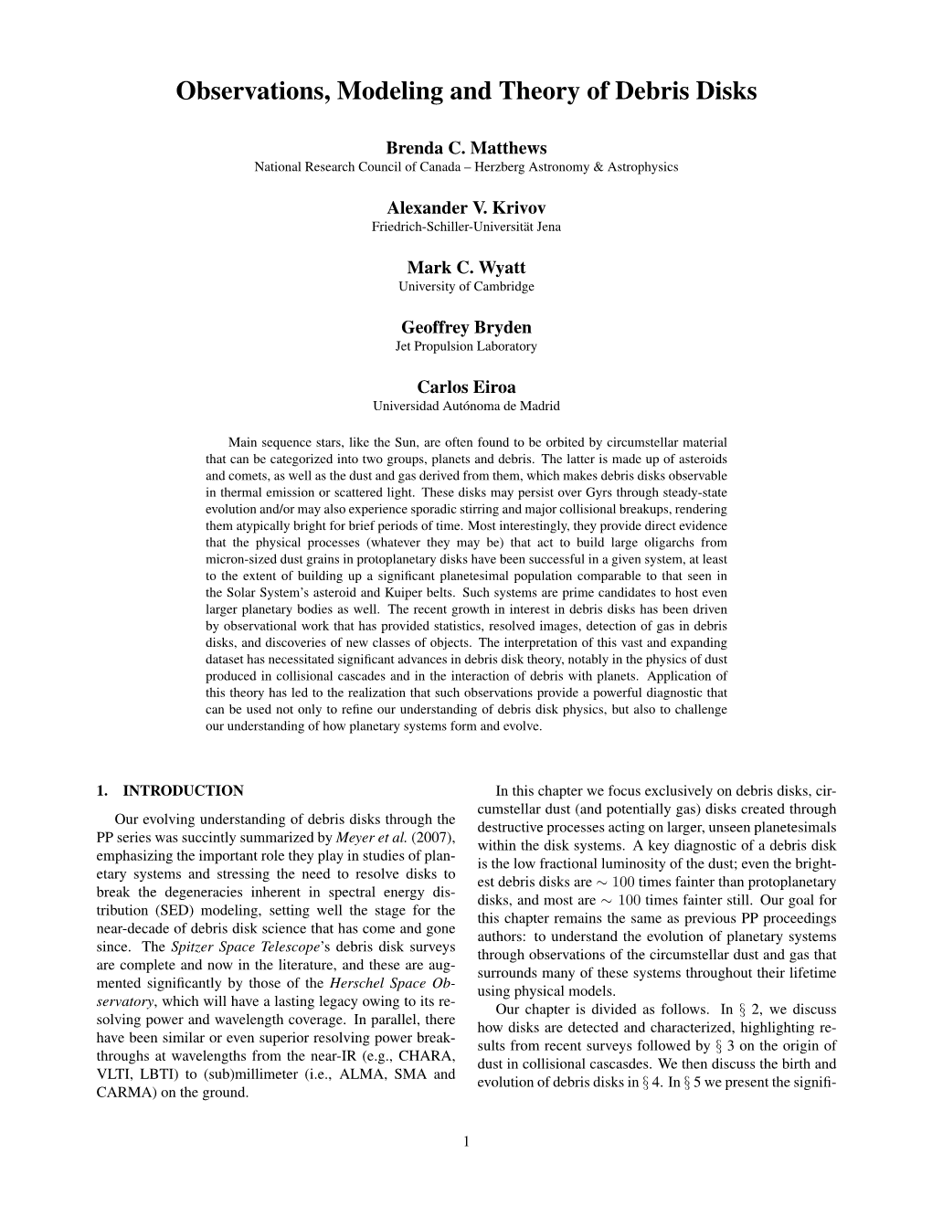 Observations, Modeling and Theory of Debris Disks