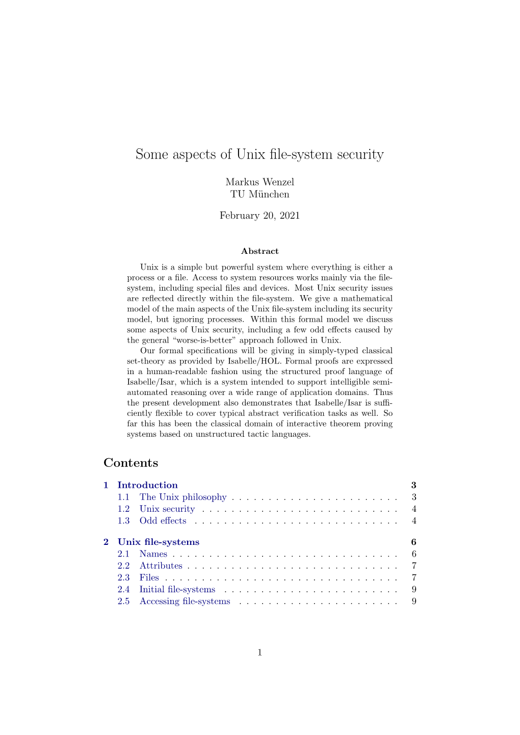 Some Aspects of Unix File-System Security