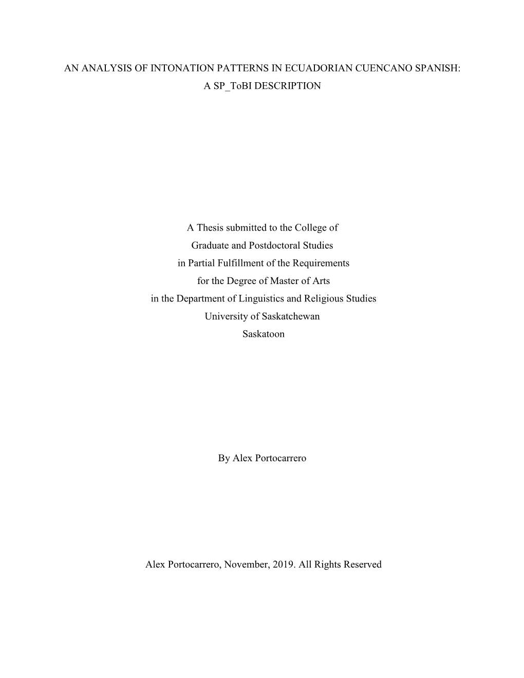 AN ANALYSIS of INTONATION PATTERNS in ECUADORIAN CUENCANO SPANISH: a SP Tobi DESCRIPTION