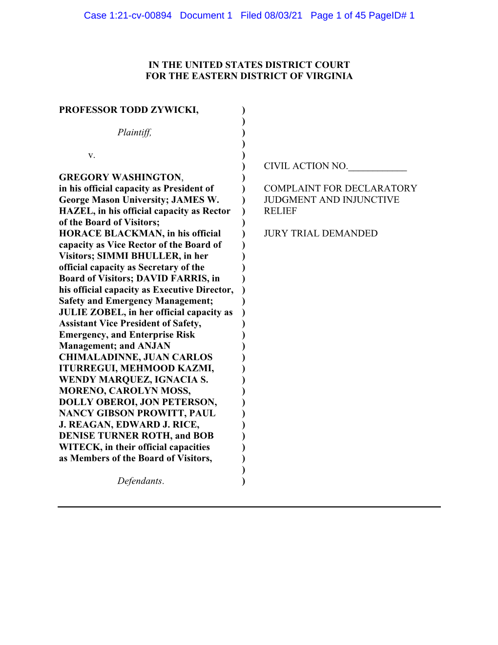 Case 1:21-Cv-00894 Document 1 Filed 08/03/21 Page 1 of 45 Pageid# 1