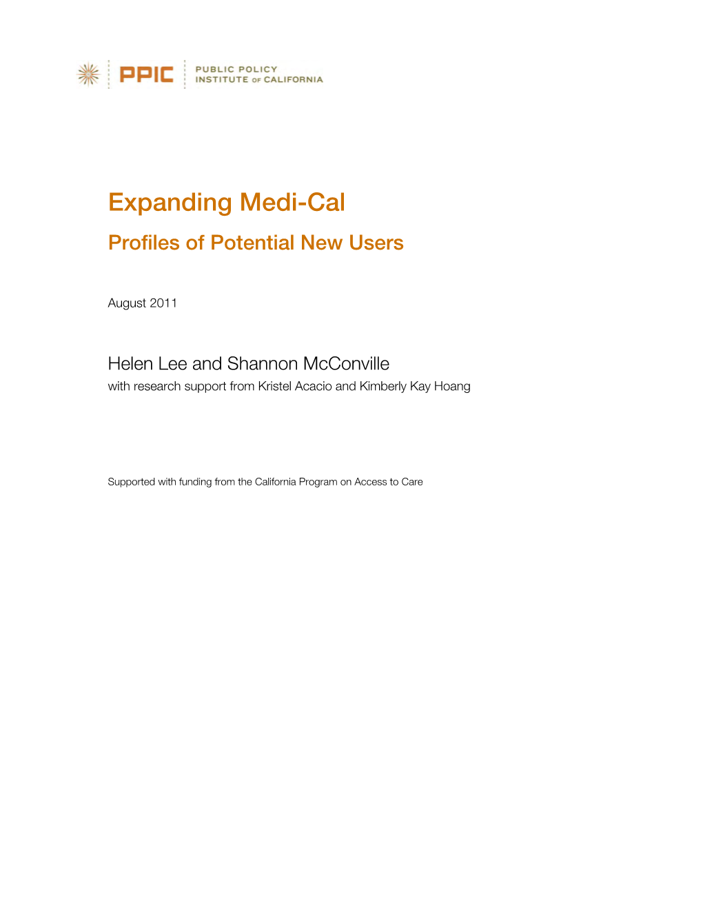 Expanding Medi-Cal Profiles of Potential New Users