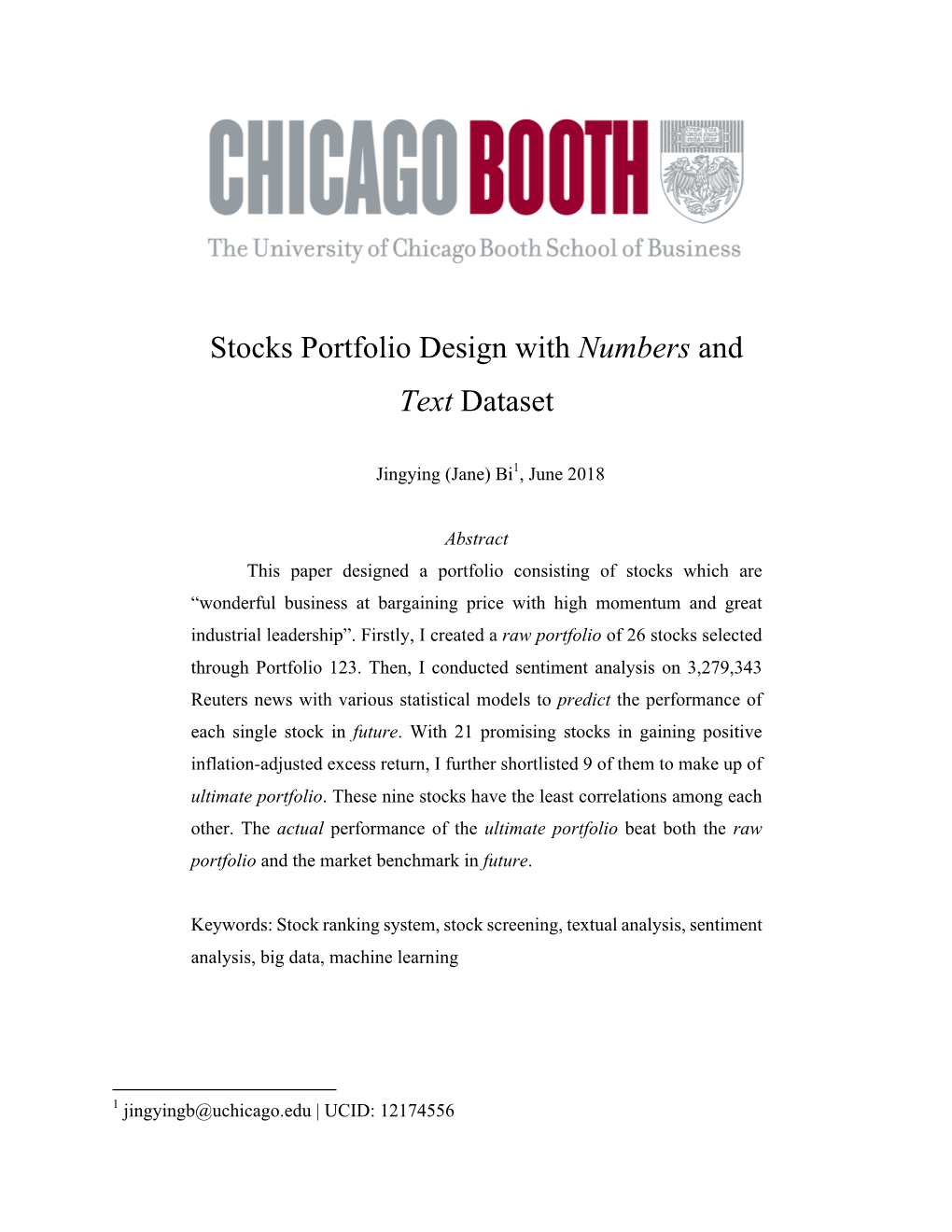 Stocks Portfolio Design with Numbers and Text Dataset