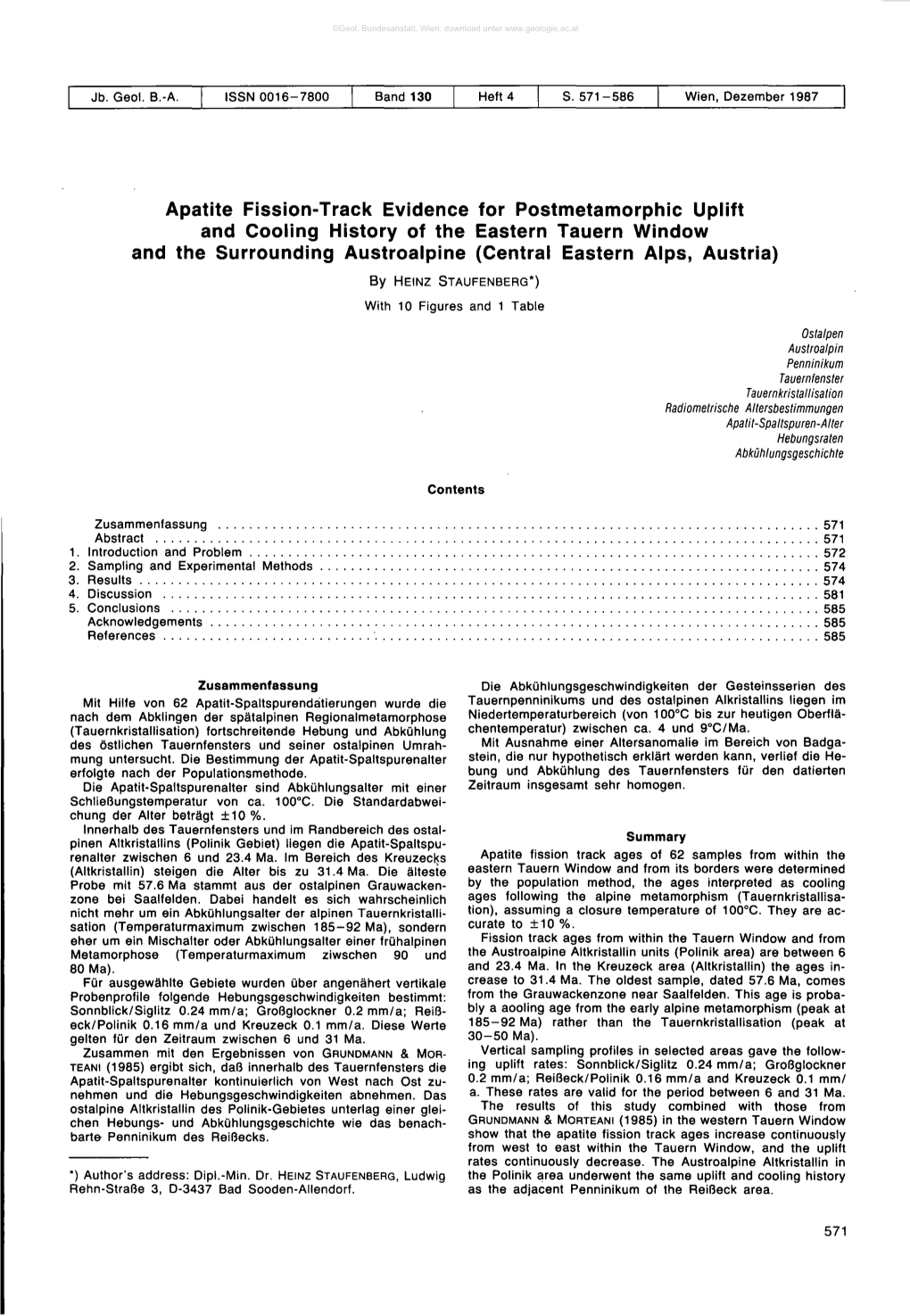 Apatite Fission-Track Evidence for Postmetamorphic Uplift