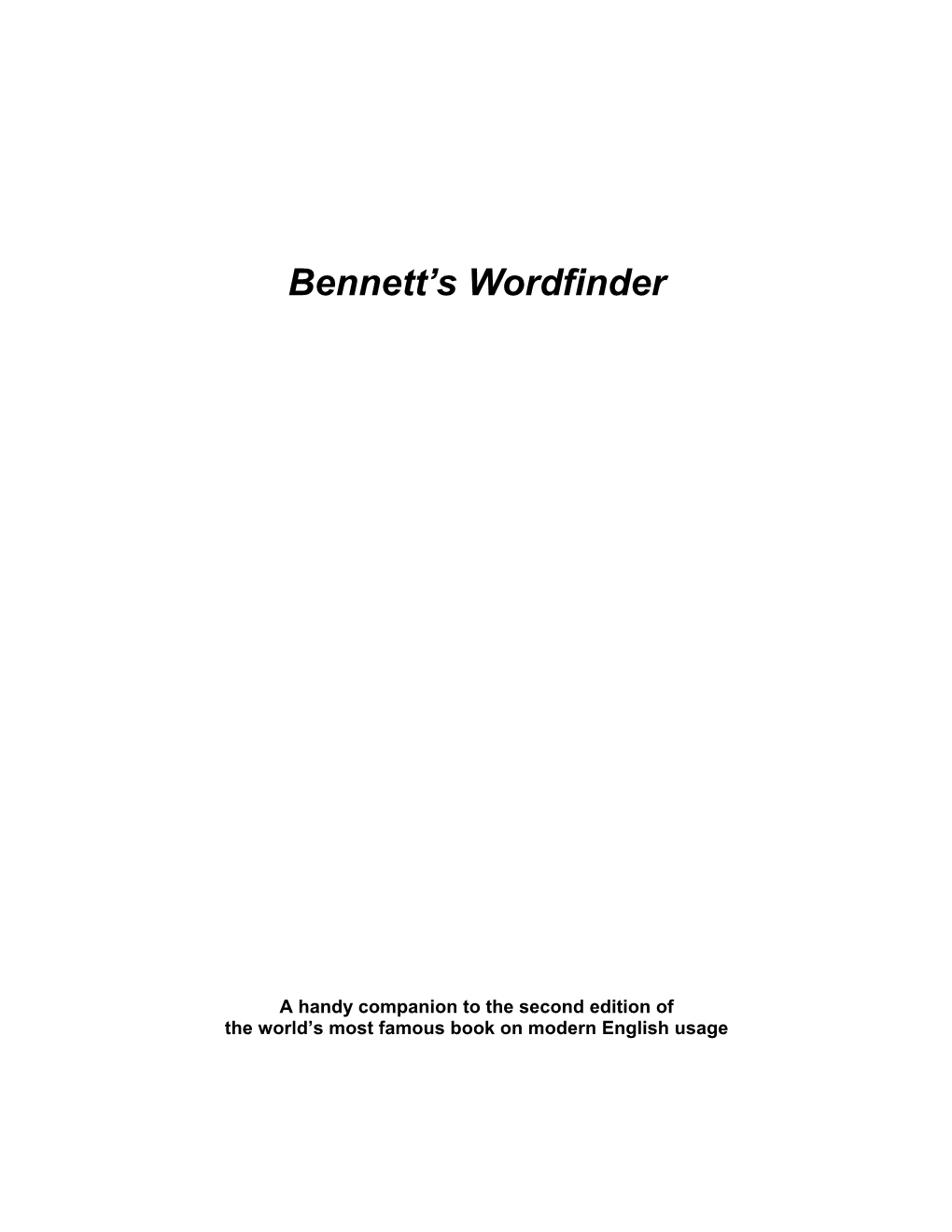 Bennett's Wordfinder