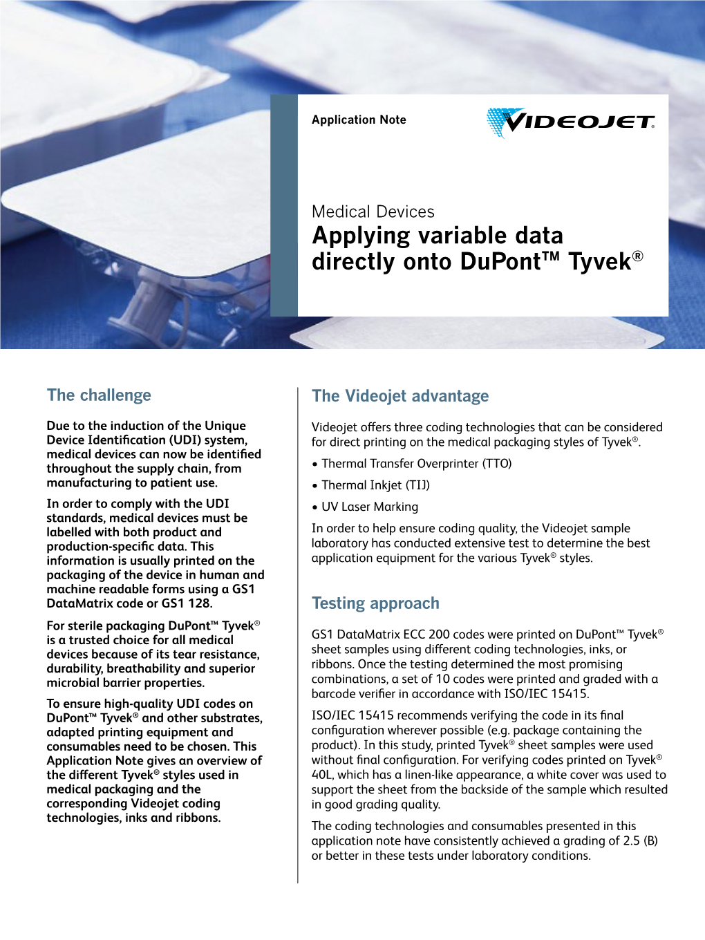 Applying Variable Data Directly Onto Dupont™ Tyvek®