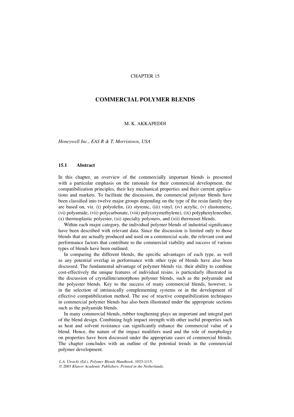 Commercial Polymer Blends