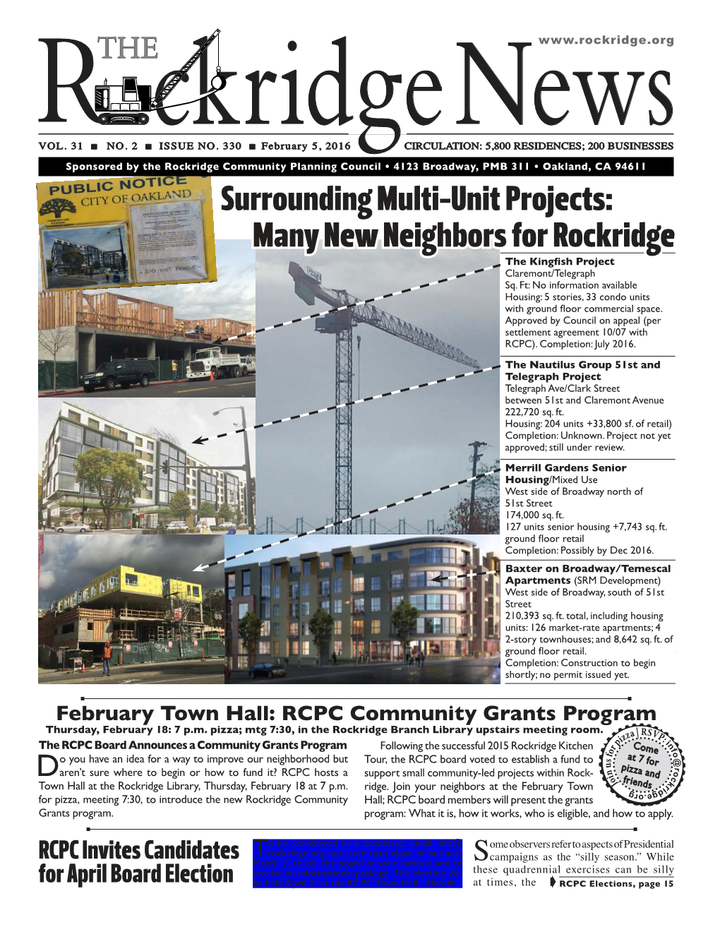 Many New Neighbors for Rockridge the Kingfish Project Claremont/Telegraph Sq