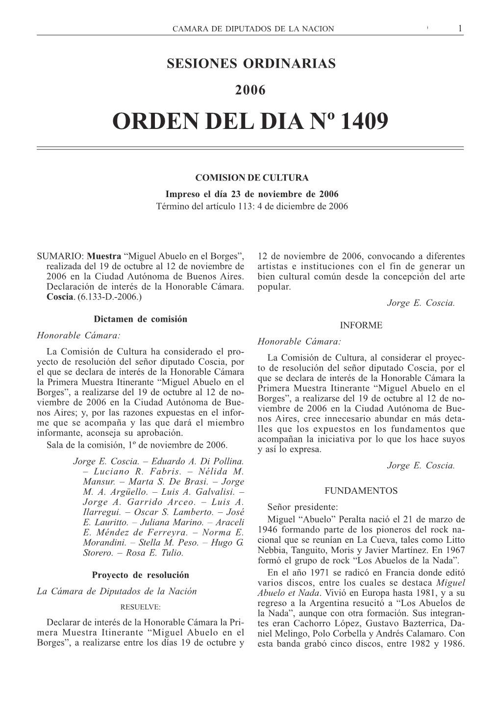 Orden Del Dia 1409/2006