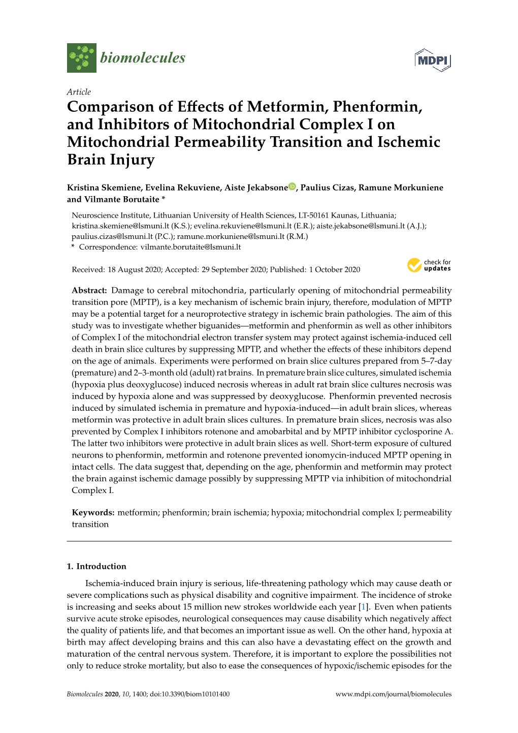 Comparison of Effects of Metformin, Phenformin, and Inhibitors of Mitochondrial Complex I on Mitochondrial Permeability Transiti