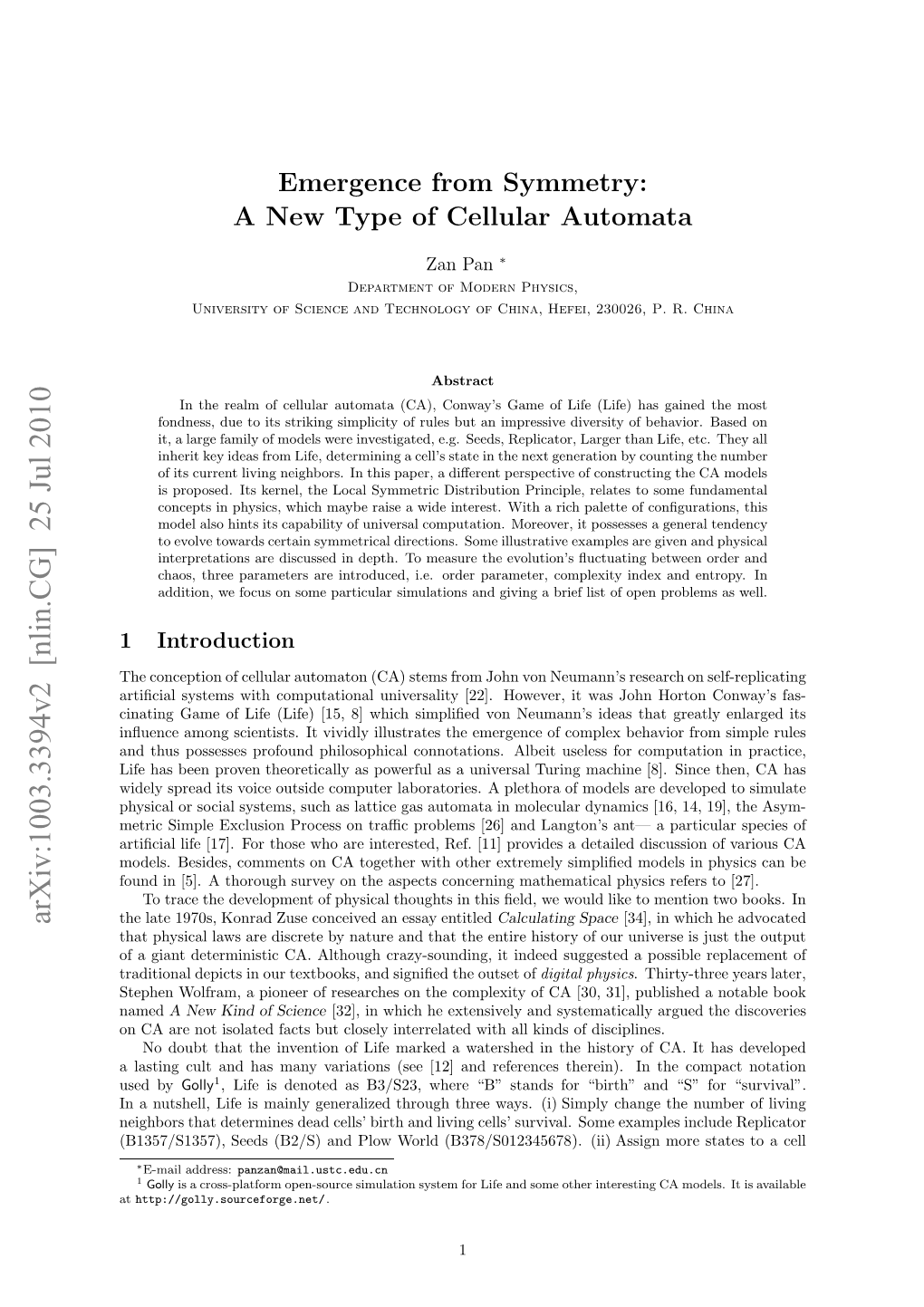 Emergence from Symmetry: a New Type of Cellular Automata