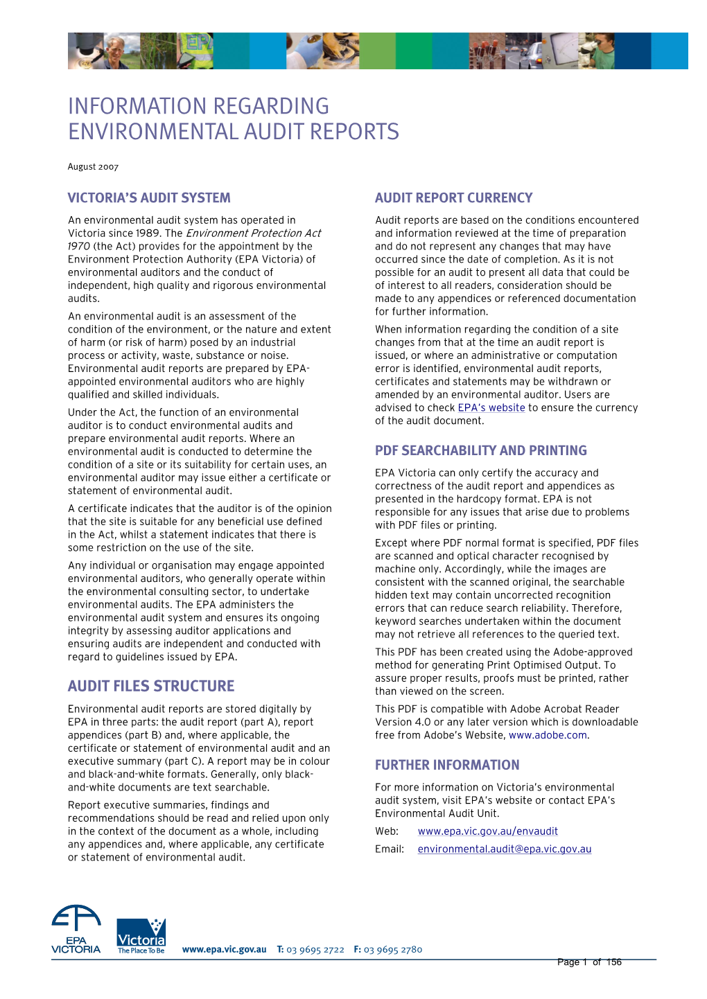 The Audit Report and Appendices As Presented in the Hardcopy Format